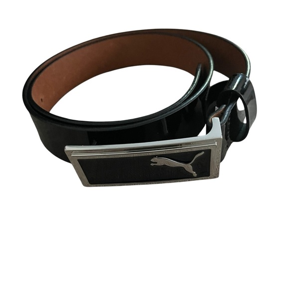 Puma Black and Brown Leather Belt with Silver Buckle - Picture 1 of 4